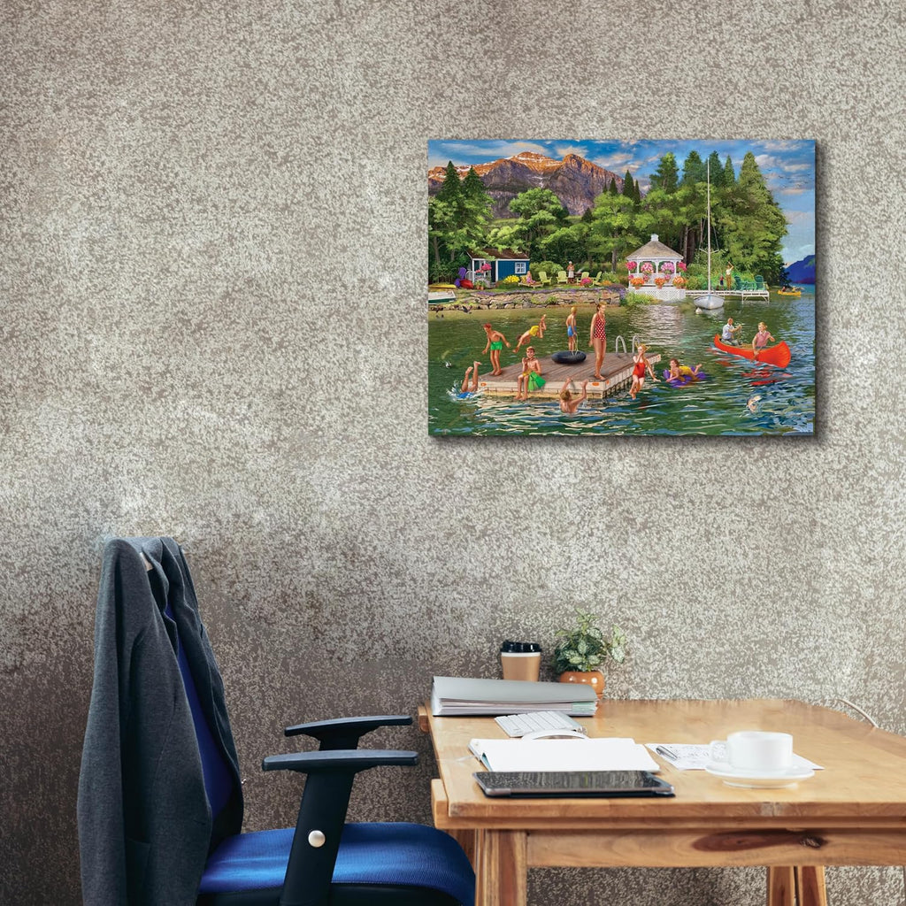 Epic Graffiti 'Gazebo Lake' by Bigelow Illustrations Canvas Wall Art, 34' x 26'