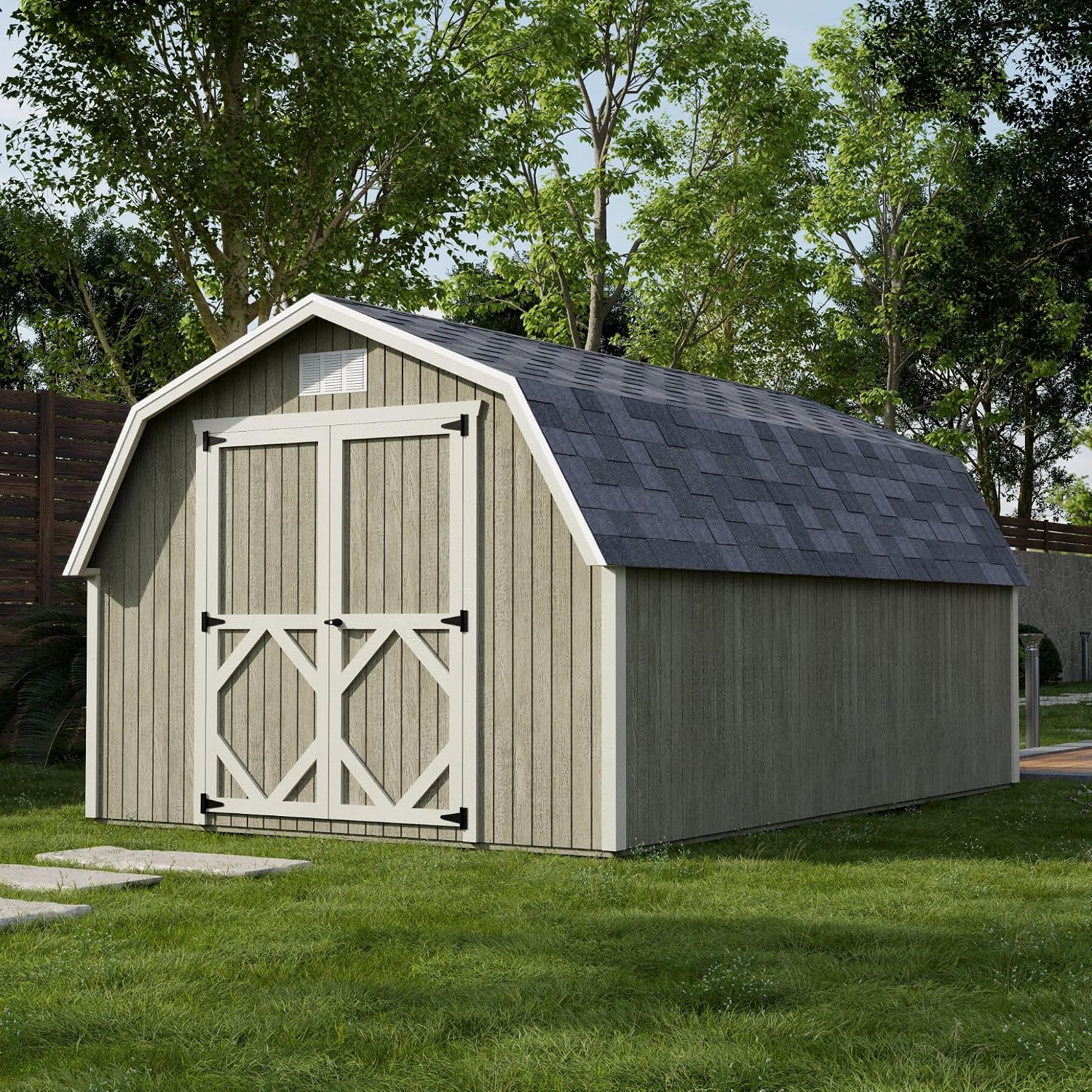 Little Cottage Co. 10x16 Classic Gambrel Barn with 4 ft. Sidewalls with Floor, Outdoor Wood Storage Shed Do-It-Yourself Precut Kit