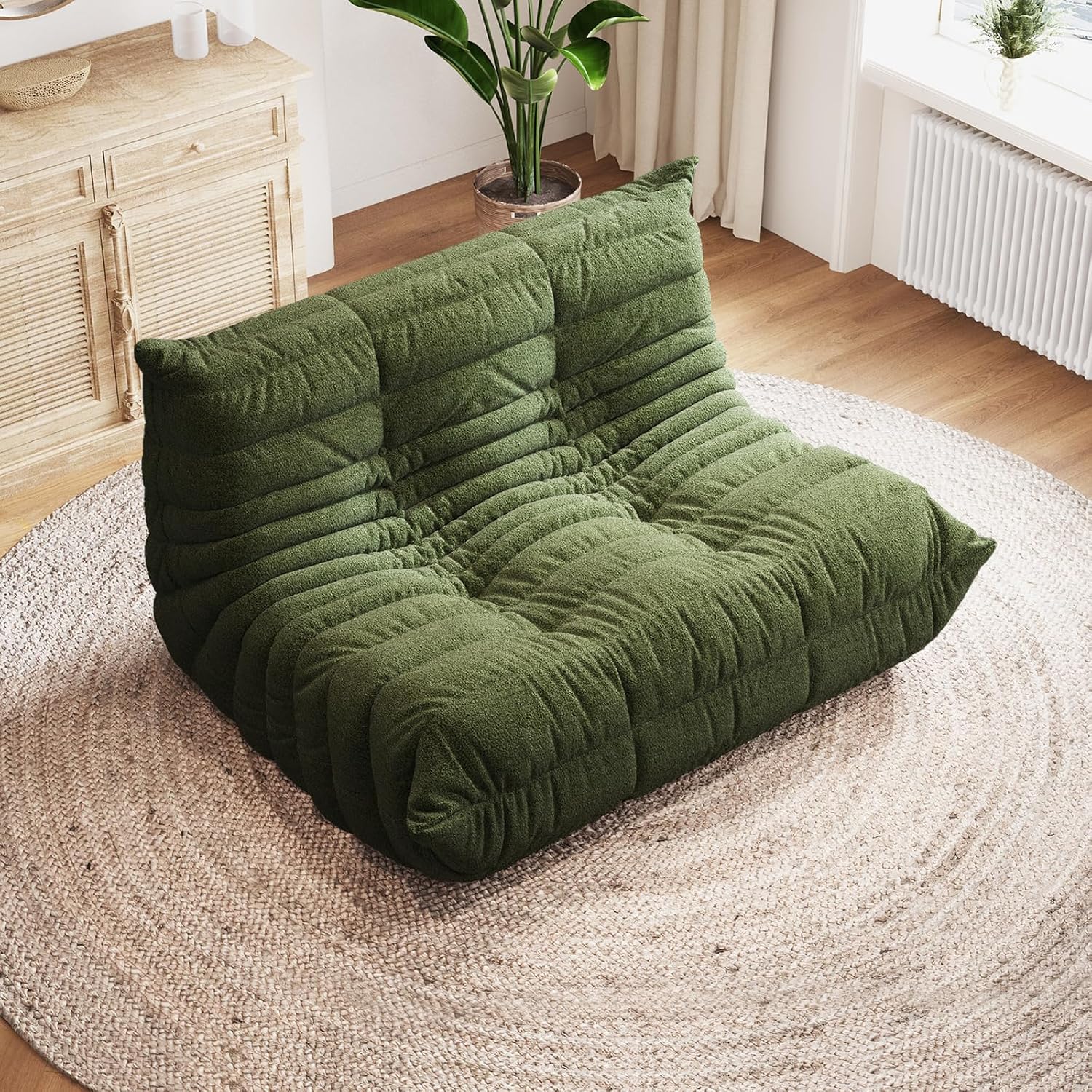 Bean Bag Chairs for Adults, Giant Bean Bag Chair Sofa with Memory Foam, Comfy Beanbag Loveseat Lazy Sofa for Living Room, Bedroom, Apartment, Green
