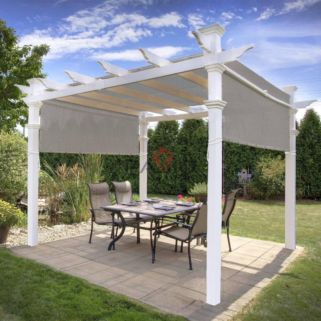 Patio Paradise 12' x 16' Sun Shade Cloth with Grommets Rectangle Shade Sail Canopy Pergola Cover with Straight Edge, UV Block Fabric for Backyard Deck Outdoor Activities, Light Grey