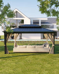 Takywep 12 x 16Ft Hardtop Gazebo, Heavy Duty Gazebo with Curtains and Netting, Outdoor Gazebo with Double Metal Roof, Shade Canopy with Aluminum Frame, for Deck, Backyard, Lawn, Garden