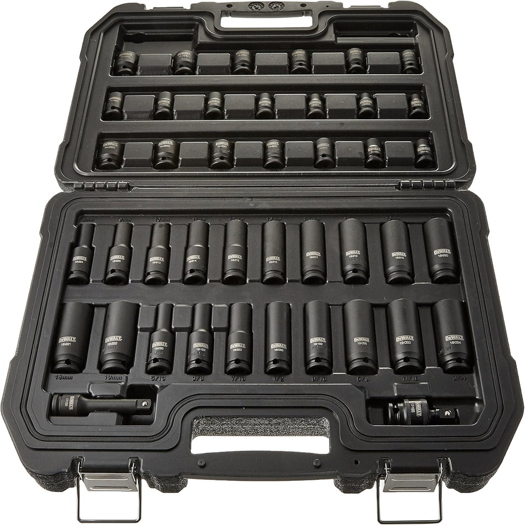 DEWALT Impact Socket Set, Combination, SAE/MM, 3/8-Inch Drive, 42-Piece (DWMT19248)