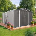 10x14 FT Outdoor Metal Storage Shed, Large Garden Backyard Tool Shed with Lockable Doors, Windows and Vents, Multi-Purpose Outside Bike Storage Sheds for Patio, Lawn, Poolside, Lawn Mowers, Gray