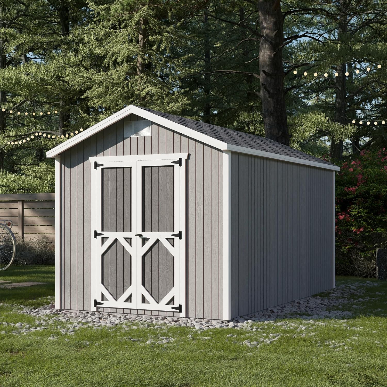 Little Cottage Co. 8x14 Classic Gable Shed with Floor, Outdoor Wood Storage Do-It-Yourself Precut Kit