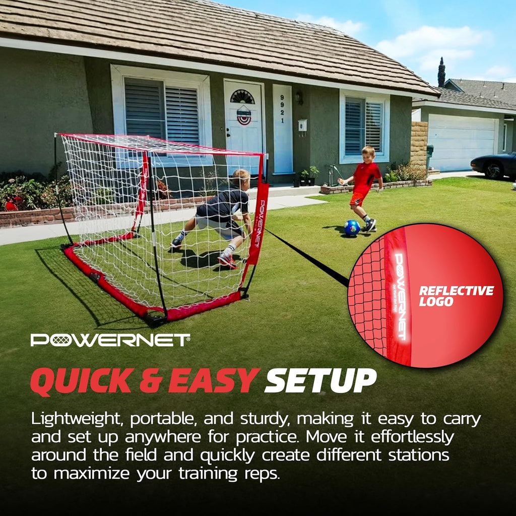 PowerNet Soccer Goal for Backyard, 3Mx2M / 6x4 / 8x4 / 12x6 / 14x7 /18.5x6.5 / 21x7 / 24 x 8 Portable Soccer Net, Sports & Outdoors Training Equipment, Quick Setup 1 Goal & Zipper Storage Bag
