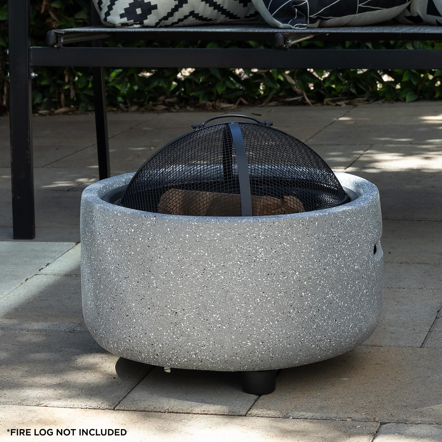 Alpine Corporation QFC334 Contemporary Gray Woodburning Firepit with Lid & Wood Poker, Decor for Patio & Deck, 16' H, Gray