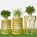 Y&M Set of 3 Nesting Metal Round Coffee Table, Side Table End Table for Indoor Outdoor Multifunctional Use,Heavy Duty Metal Plant Stand Decorative Garden Stool- Yellow(Ship from US)