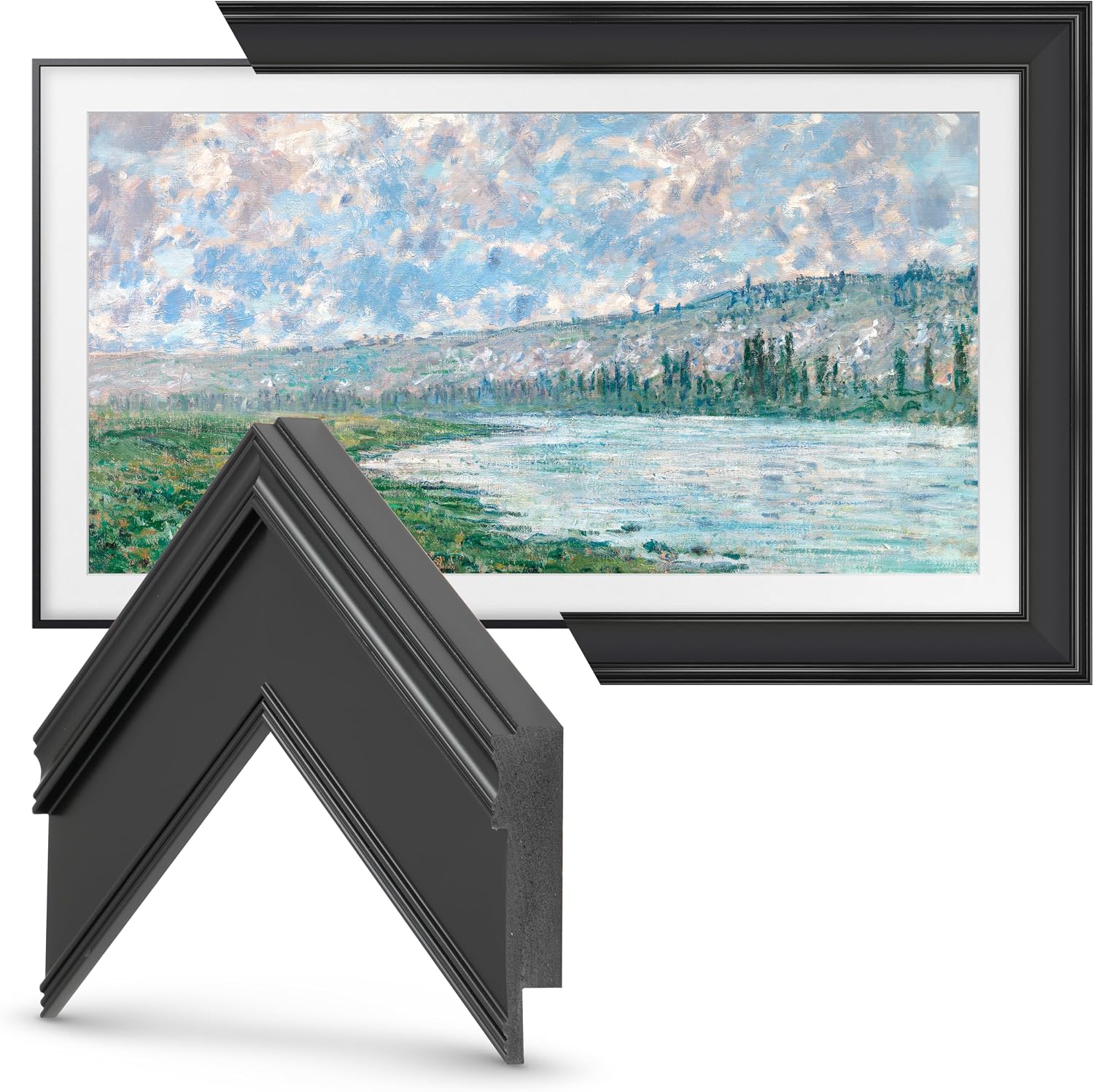 Black 85' Premiere Deco TV Frame - Compatible ONLY with Samsung The Frame TV and Pro TVs (Fits 2021-2026, LS03A, LS03B,LS03C,LS03D,LS03FA,LS03FW)