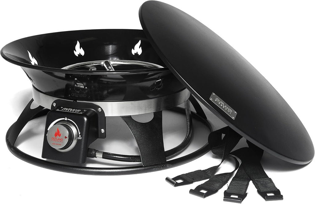 Outland Living Portable Propane Fire Pit, 21-inch, 58,000 BTU with Fire Pit Cover & Carry Kit, Smokeless Gas Firebowl | Perfect for Camping, Patio, Backyard, Tailgating, Deck, RV| Black 863 Cypress