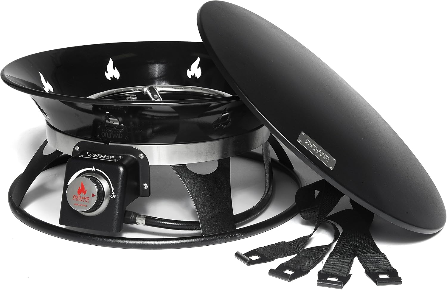 Outland Living Portable Propane Fire Pit, 21-inch, 58,000 BTU with Fire Pit Cover & Carry Kit, Smokeless Gas Firebowl | Perfect for Camping, Patio, Backyard, Tailgating, Deck, RV| Black 863 Cypress