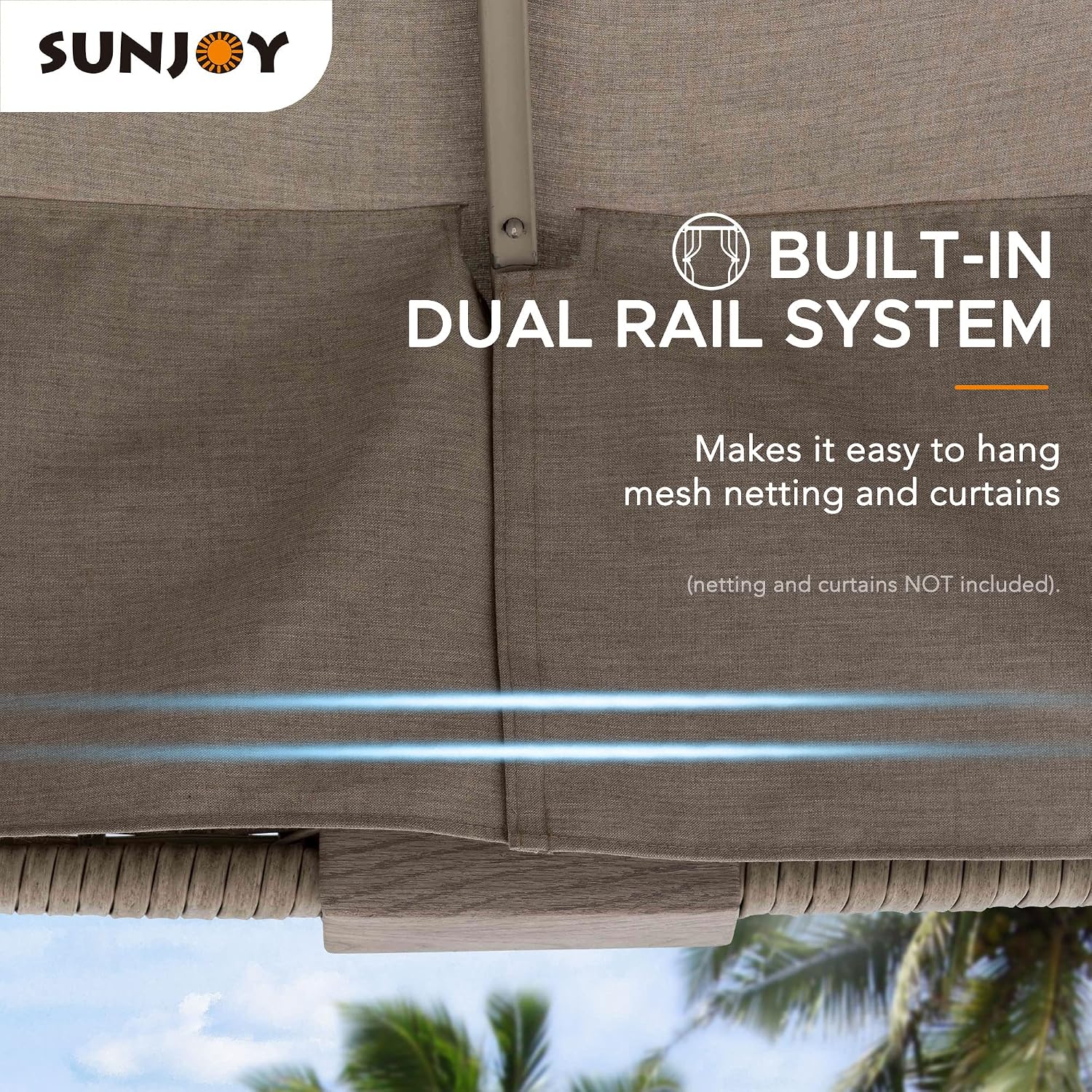 Sunjoy 11 ft. x 13 ft. Gazebo with Sunbrella Shade Fabric Canopy Roof, Outdoor Patio Steel Frame 2-Tier Soft Top Gazebo with All Aluminum Posts,5 Years Non-Fading Burlywood