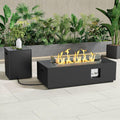 Dineli 2-Piece Outdoor Propane Fire Pit Table Set w Tank Table 42'' Rectangular Firepit Gas Fire Pits for Outside Patio Fire Table Tabletop Fire Pits w LED, 50,000 BTU, Black