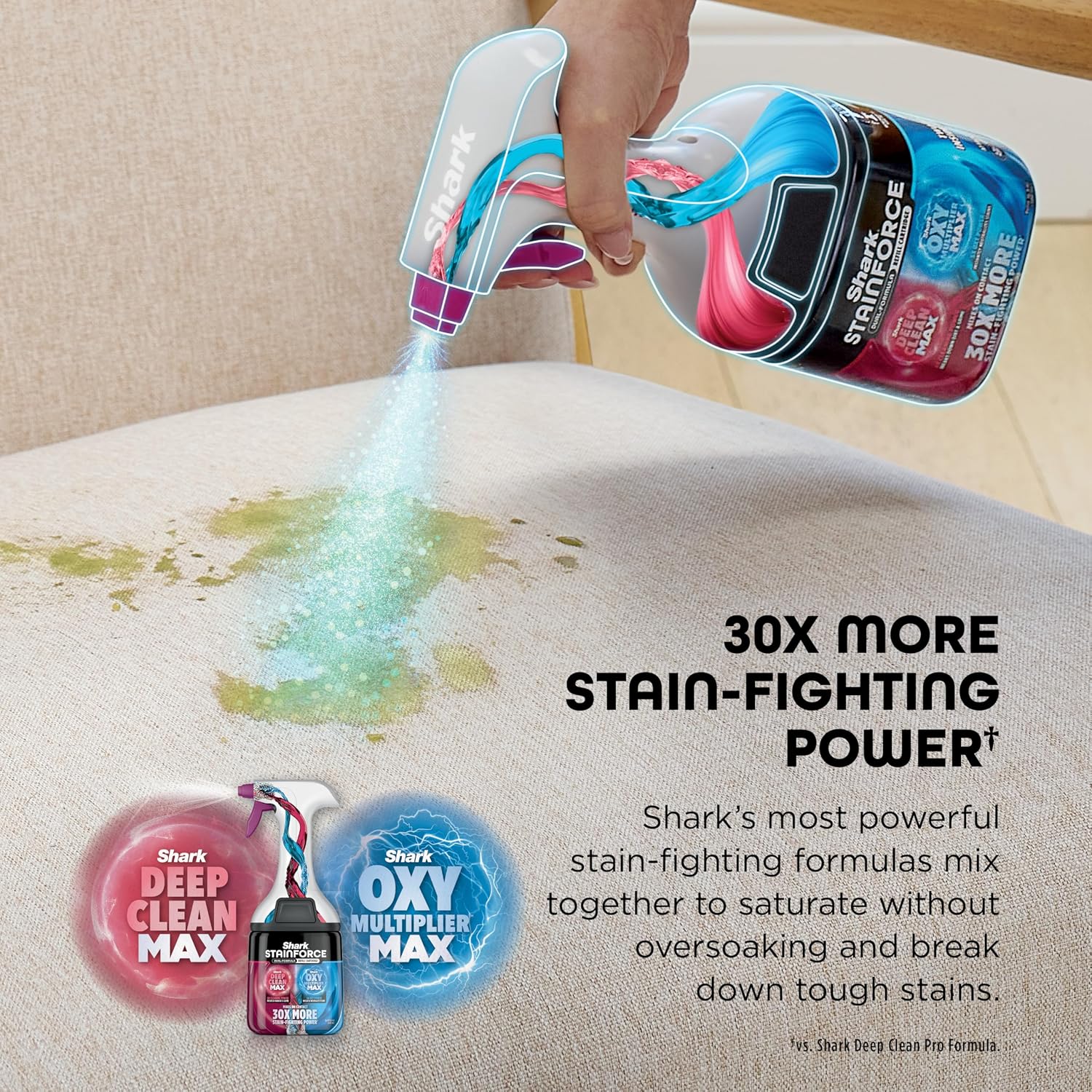 Shark StainForce Cordless Portable Spot, Stain, & Odor Remover System for Carpets, Area Rugs, Upholstery, Stairs, with Storage Caddy, Accessories, and Full-Size Cleaning Solution, Sage Green, HX101