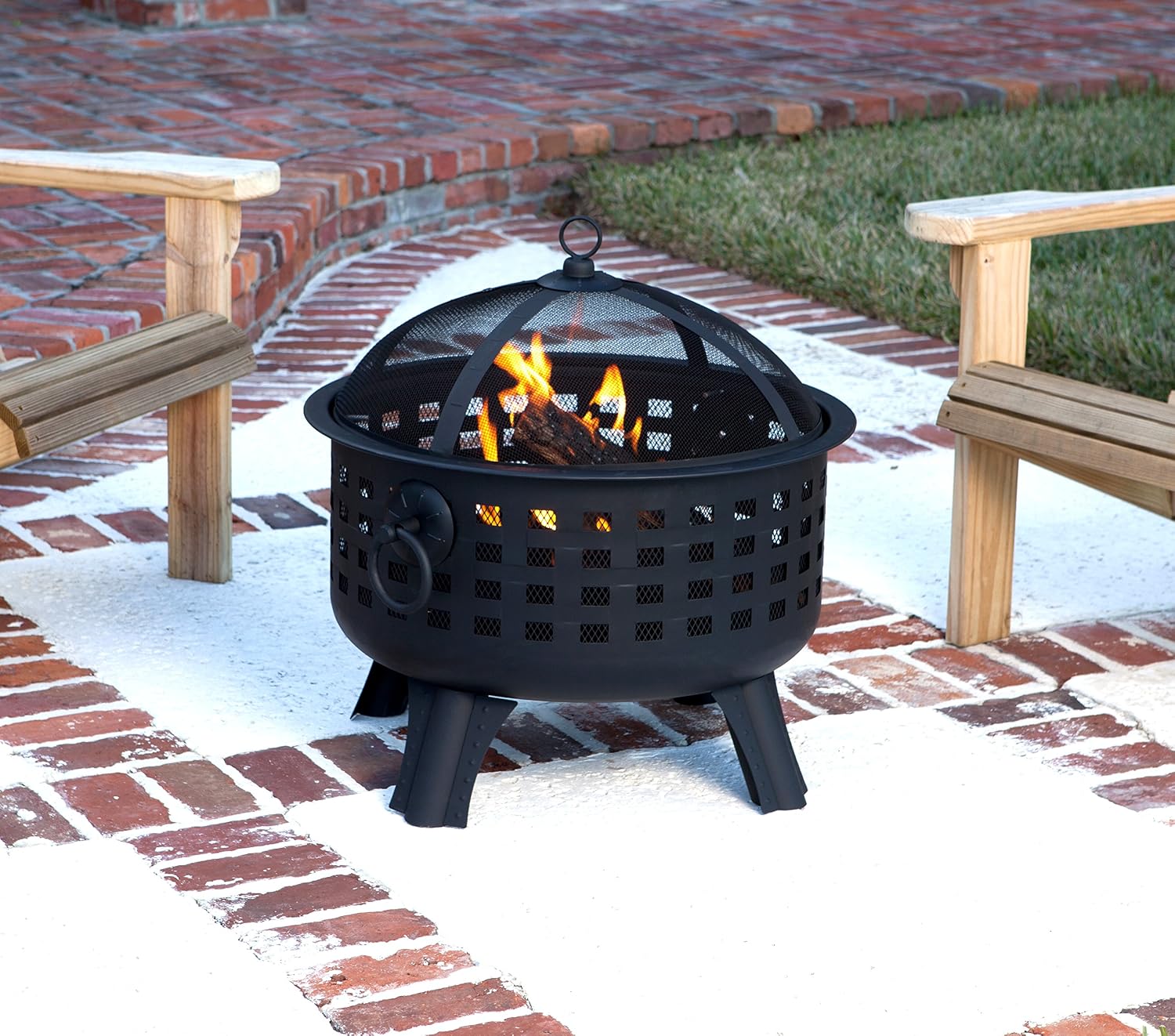 Amazon Basics 27 inch Steel Round Lattice Fire Pit, Easy to Assemble