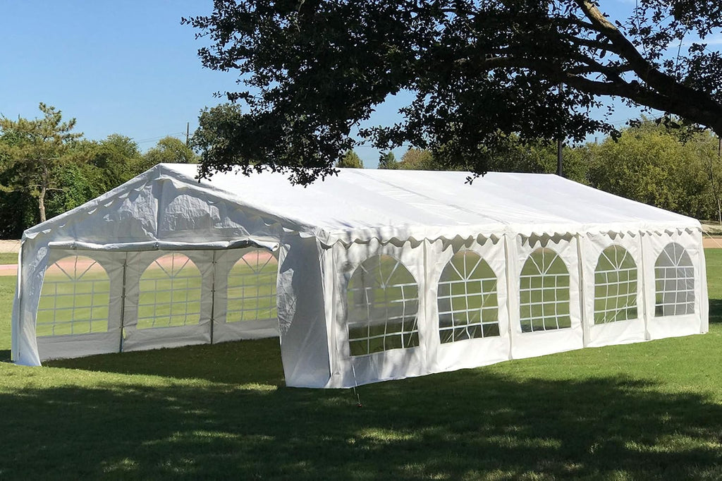 DELTA 32'x20' Budget PE Party Tent + (2) Long Bags + (2) Short Bags, for Parties, Large Canopy Carpas para Fiestas, Big Wedding Party Event Tents with Waterproof Top for Patio Outdoor Garden Events