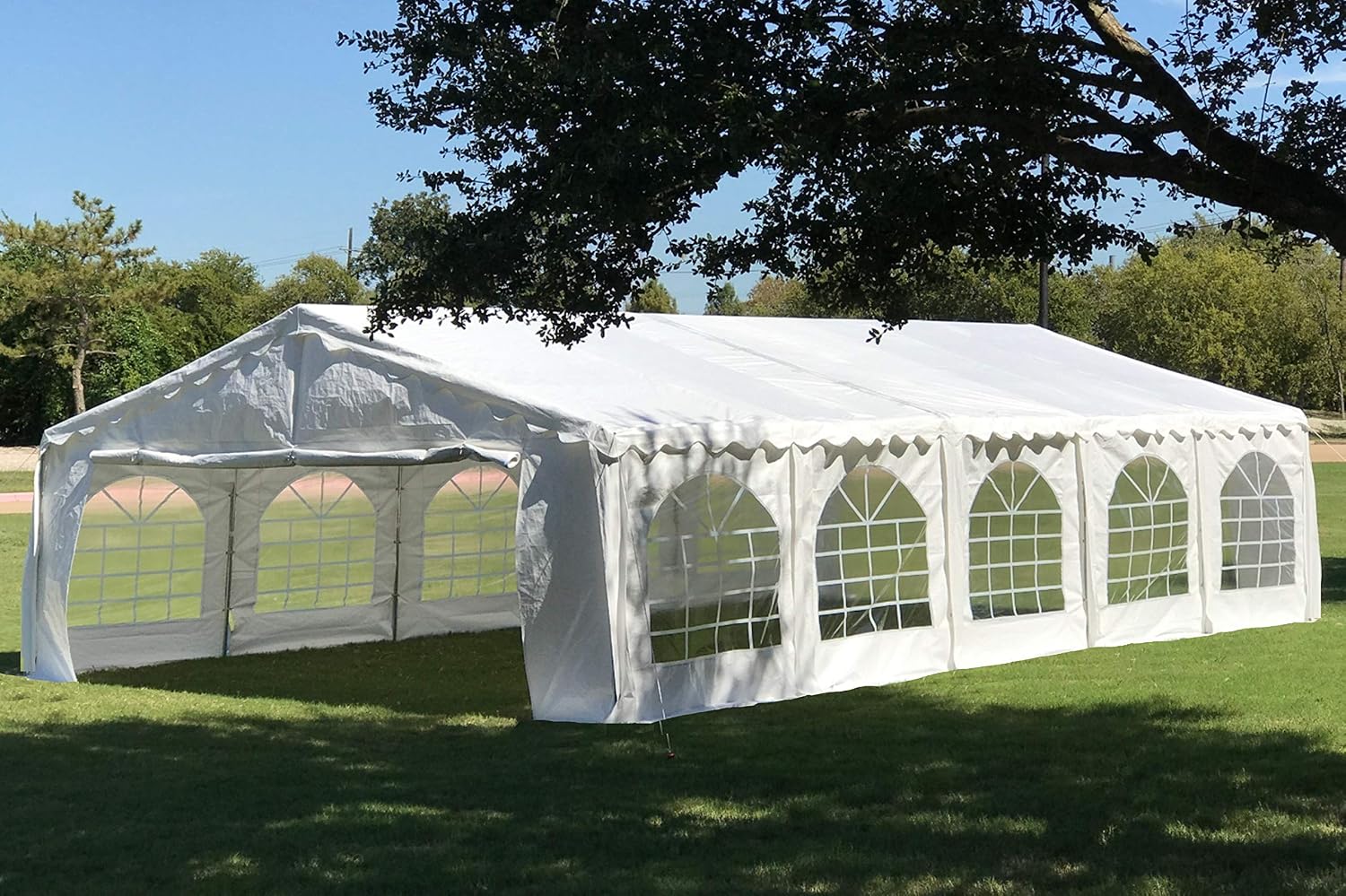 DELTA 32'x20' Budget PE Party Tent + (2) Long Bags + (2) Short Bags, for Parties, Large Canopy Carpas para Fiestas, Big Wedding Party Event Tents with Waterproof Top for Patio Outdoor Garden Events