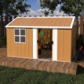 8x12 Outdoor Storage Shed, Heavy Duty Metal Shed, Lockable Garden Sheds with Sliding Door, Window and Airflow Design, Waterproof Steel Tool Sheds & Outdoor Storage for Backyard