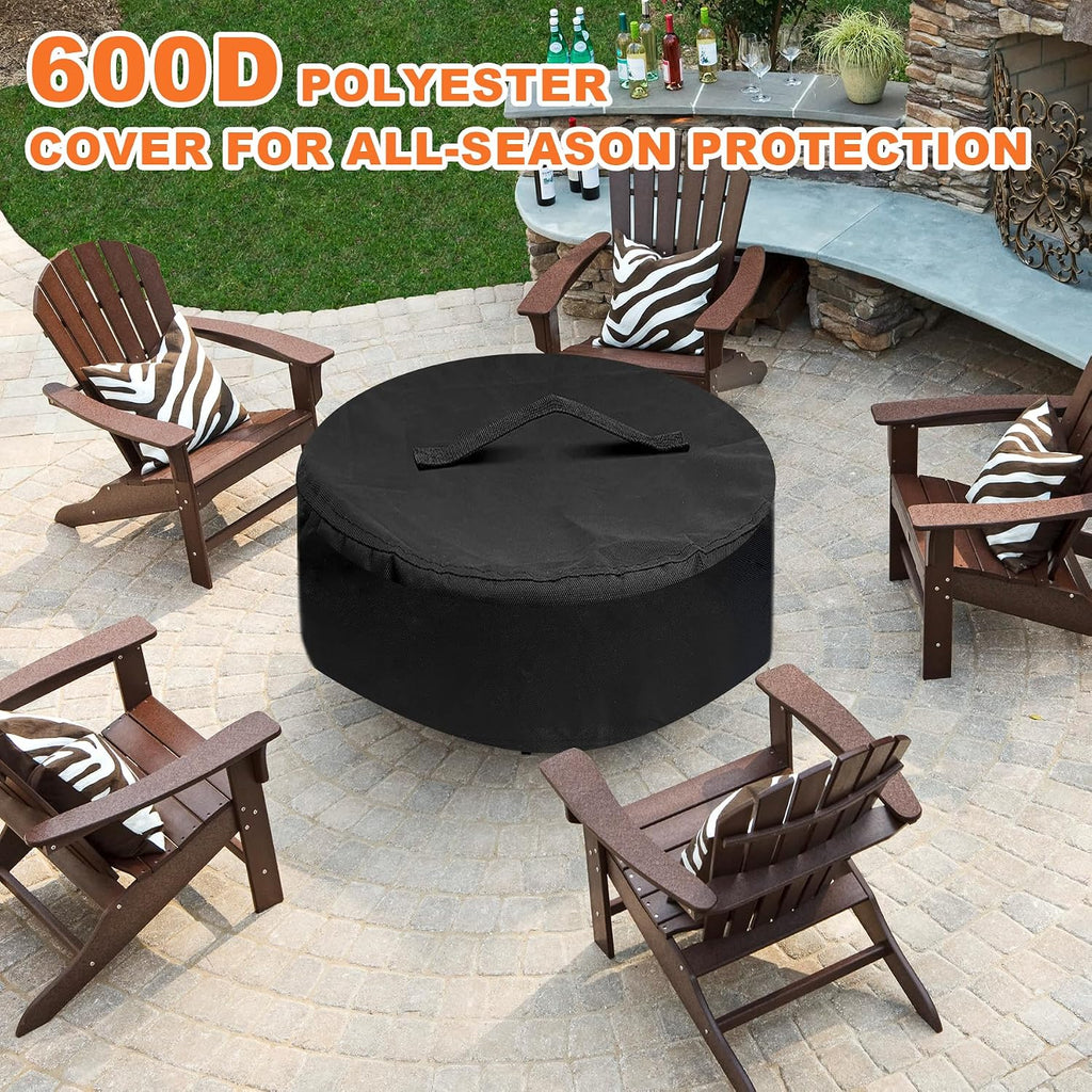 40'' Fire Pit Surround Tabletop with Cover for Solo Stove Bonfire and Ranger, Powder-Coated Steel Surround Table for Safety and Extra Large Space