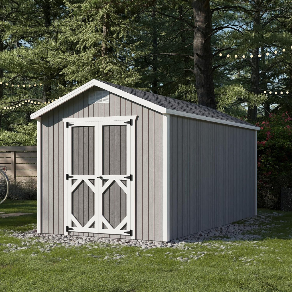 Little Cottage Co. 8x16 Classic Gable Shed with Floor, Outdoor Wood Storage Do-It-Yourself Precut Kit