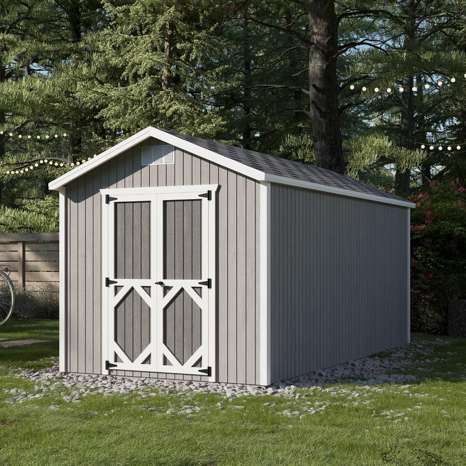 Little Cottage Co. 8x16 Classic Gable Shed with Floor, Outdoor Wood Storage Do-It-Yourself Precut Kit