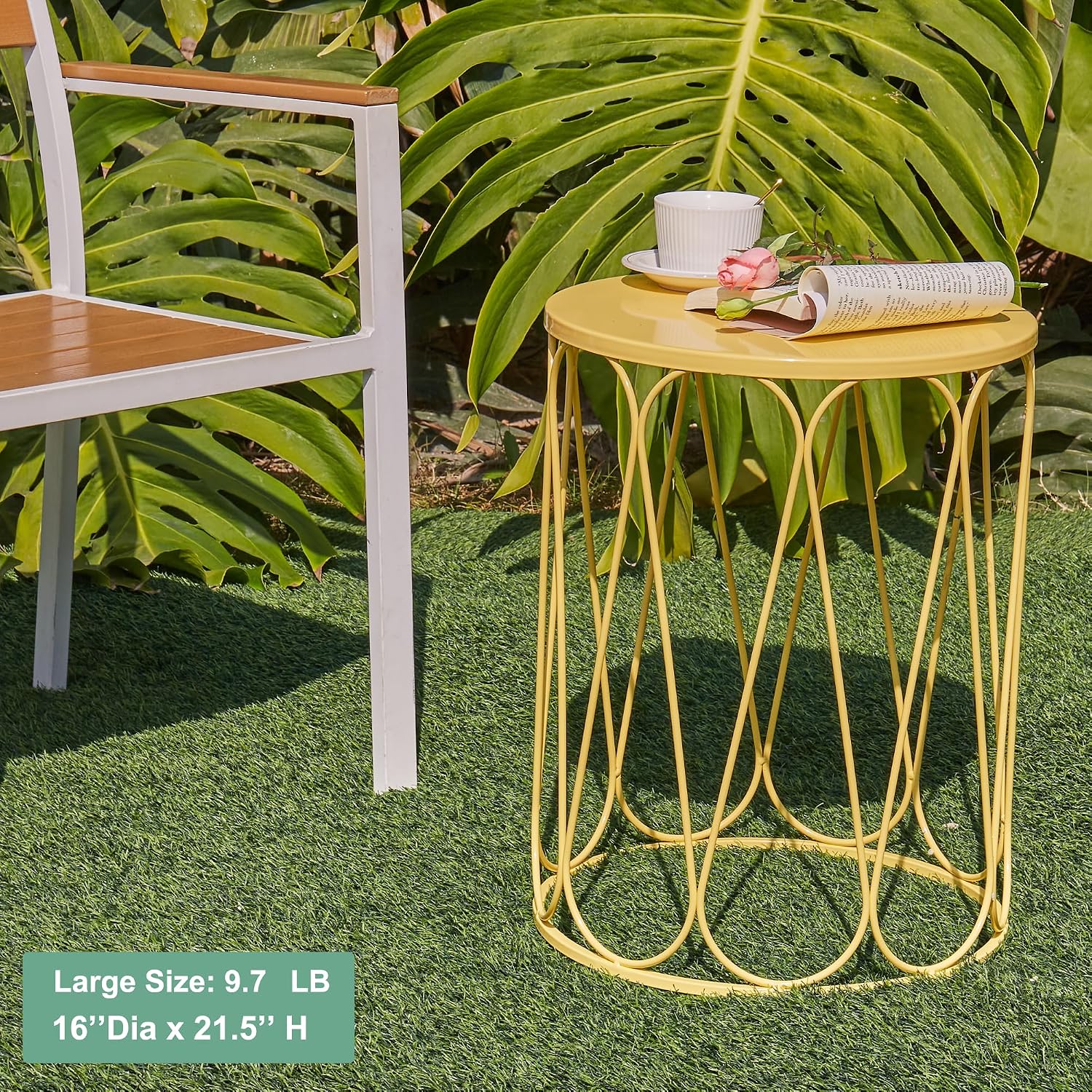 Y&M Set of 3 Round Heavy-Duty Side Table End Table, Outdoor Decorative Garden Stool Plant StandCoffee Table for Indoor Multifunctional Use,-Yellow(Ship from US)