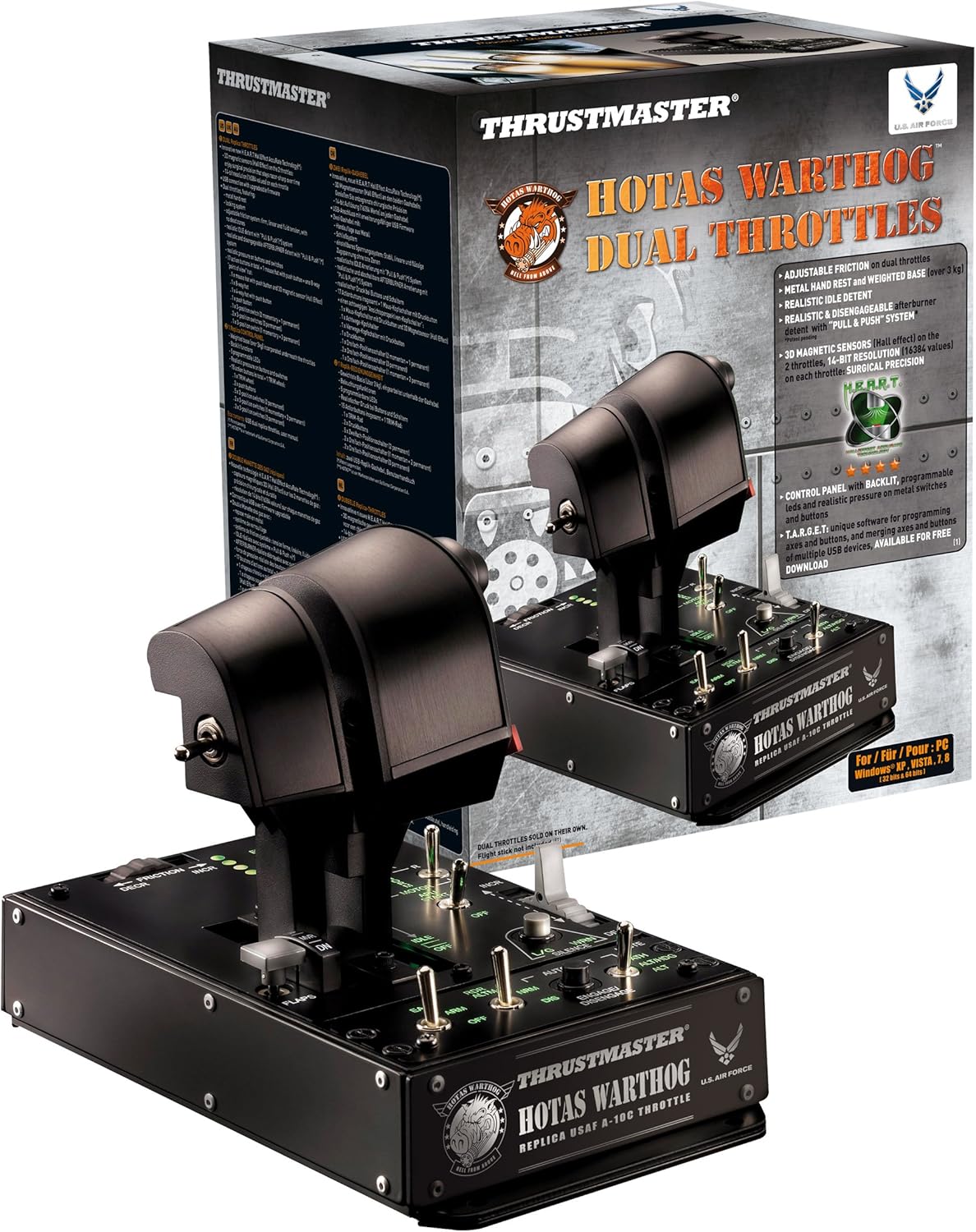 Thrustmaster HOTAS Warthog Dual Throttle Quadrant, Flight Simulator Controls with Metal Construction and Magnetic Sensors, Flight Throttle for HOTAS Flight Stick, Compatible with PC