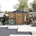 【LuckyNote】 10x12 Ft Outdoor Storage Shed, Extra Large Metal Shed with Lockable Doors, Windows, Outside Steel Tiny House Ideal for Garden, Backyard, Patio Utility, Tool Storage，3 Separate parcels