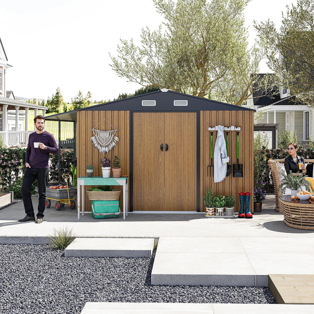 10x12 Ft,Storage Shed, Chicken Coops,Tool Storage,Metal,Extra Large,with Lockable Doors, Windows, Outside, House, Garden, Backyard, Patio, Outdoor