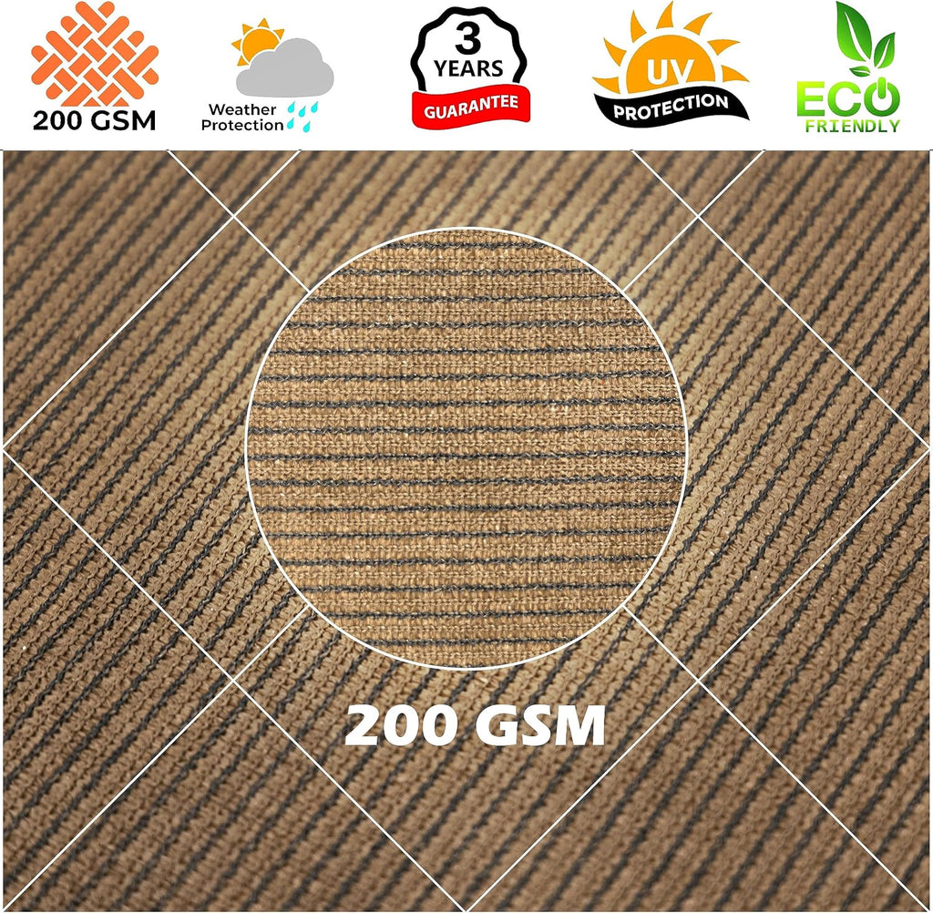 Royal Shade 12' x 16'Brown Rectangle Square Sun Shade Sail Order to Make RSTAPS10 Canopy, UPF50+ 95% UV Blockage, 200GSM Commercial Standard Heavy Duty, 3 Years Warranty (We Make Custom Size)