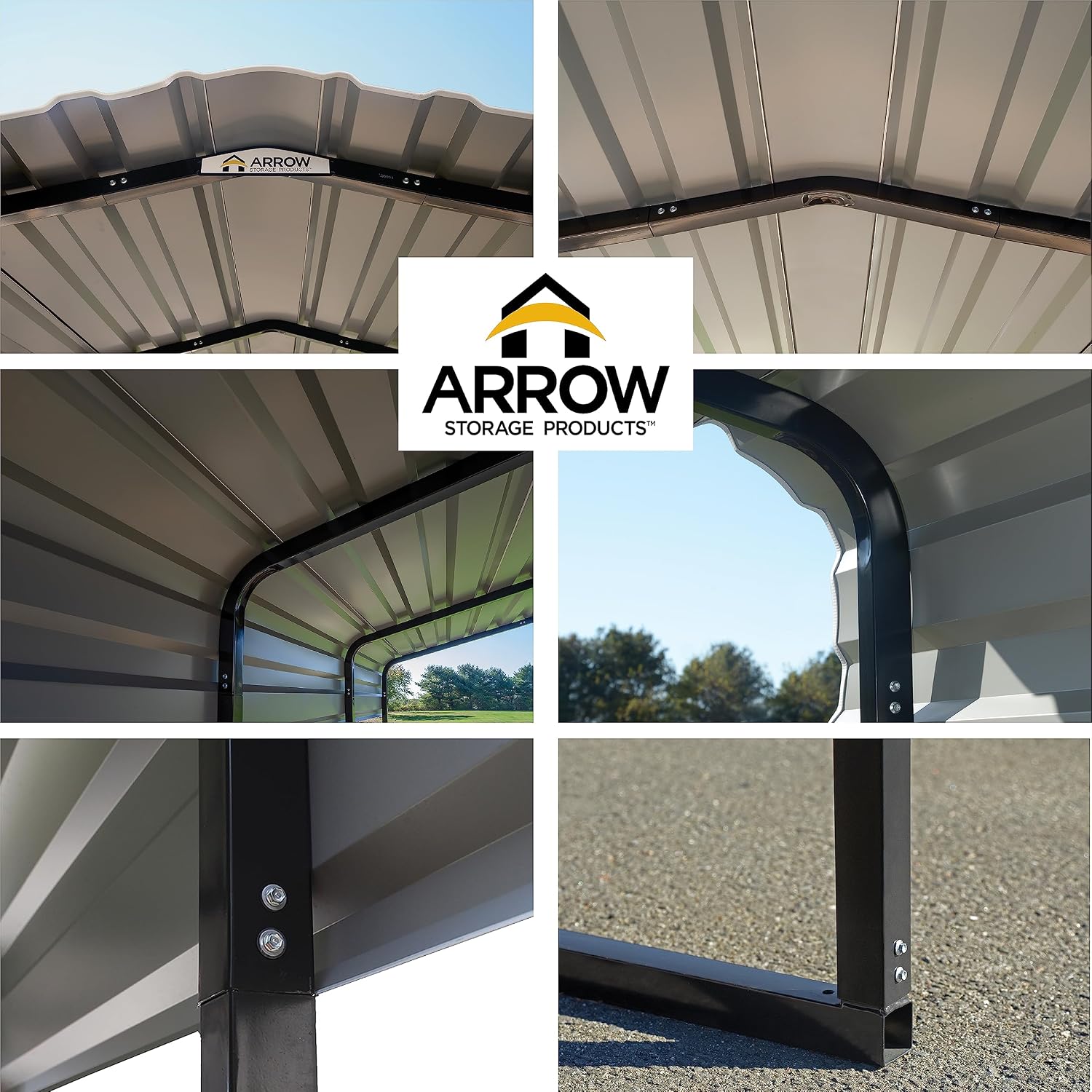 Arrow Carports Full-Size Galvanized Steel Carport Kit, Wind and Snow Rated, Corrosion-Resistant Powder-Coated Metal Frame for Vehicles, Boats, Equipment, and Storage, 12' x 29' x 9', Gunmetal