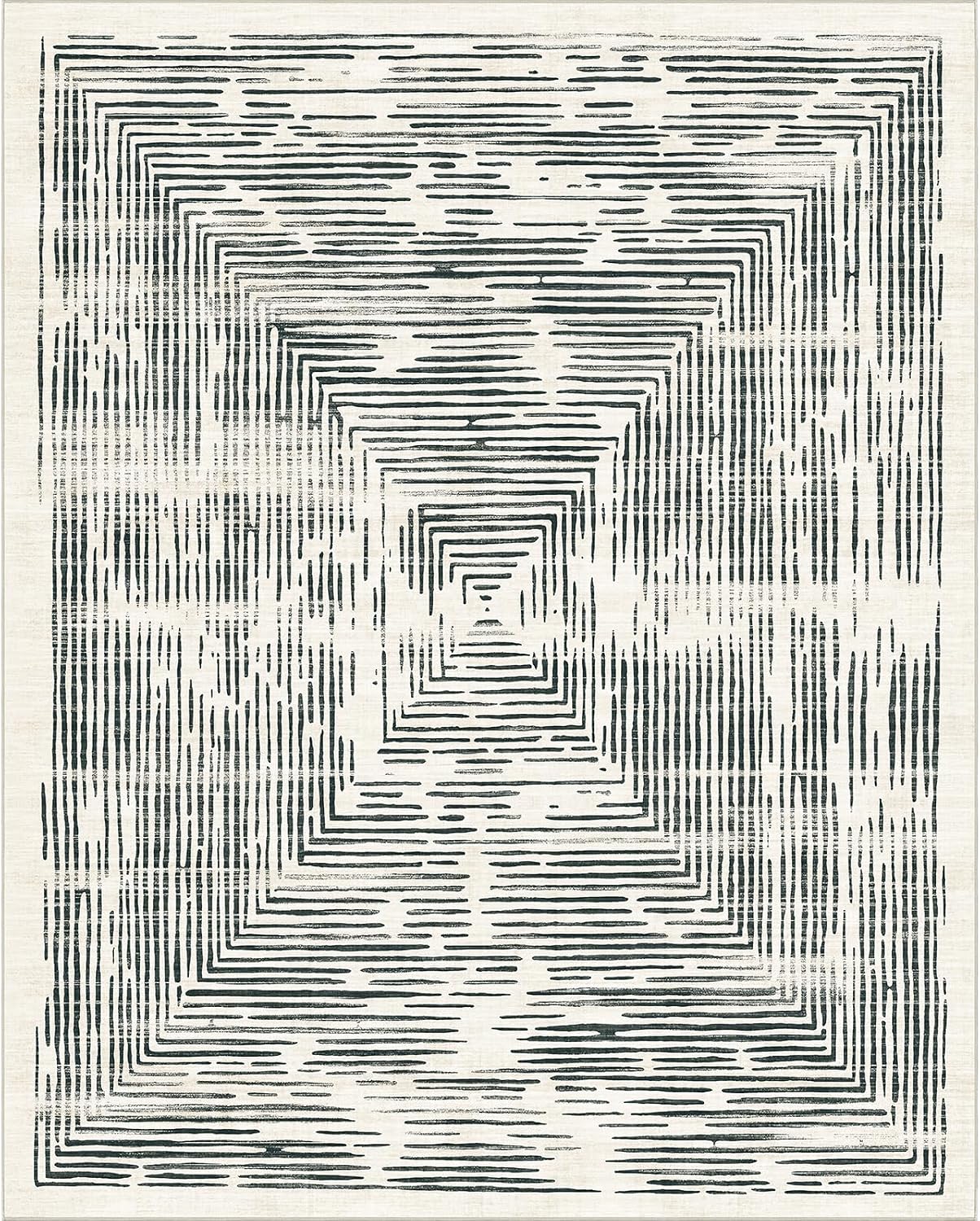 BLISSA 8x10 Area Rugs for Living Room - Soft Large Washable Geometric Black White Lines Modern Abstract Rug for Bedroom Striped Contemporary Carpet for Nursery Dining Room Home Office Decor