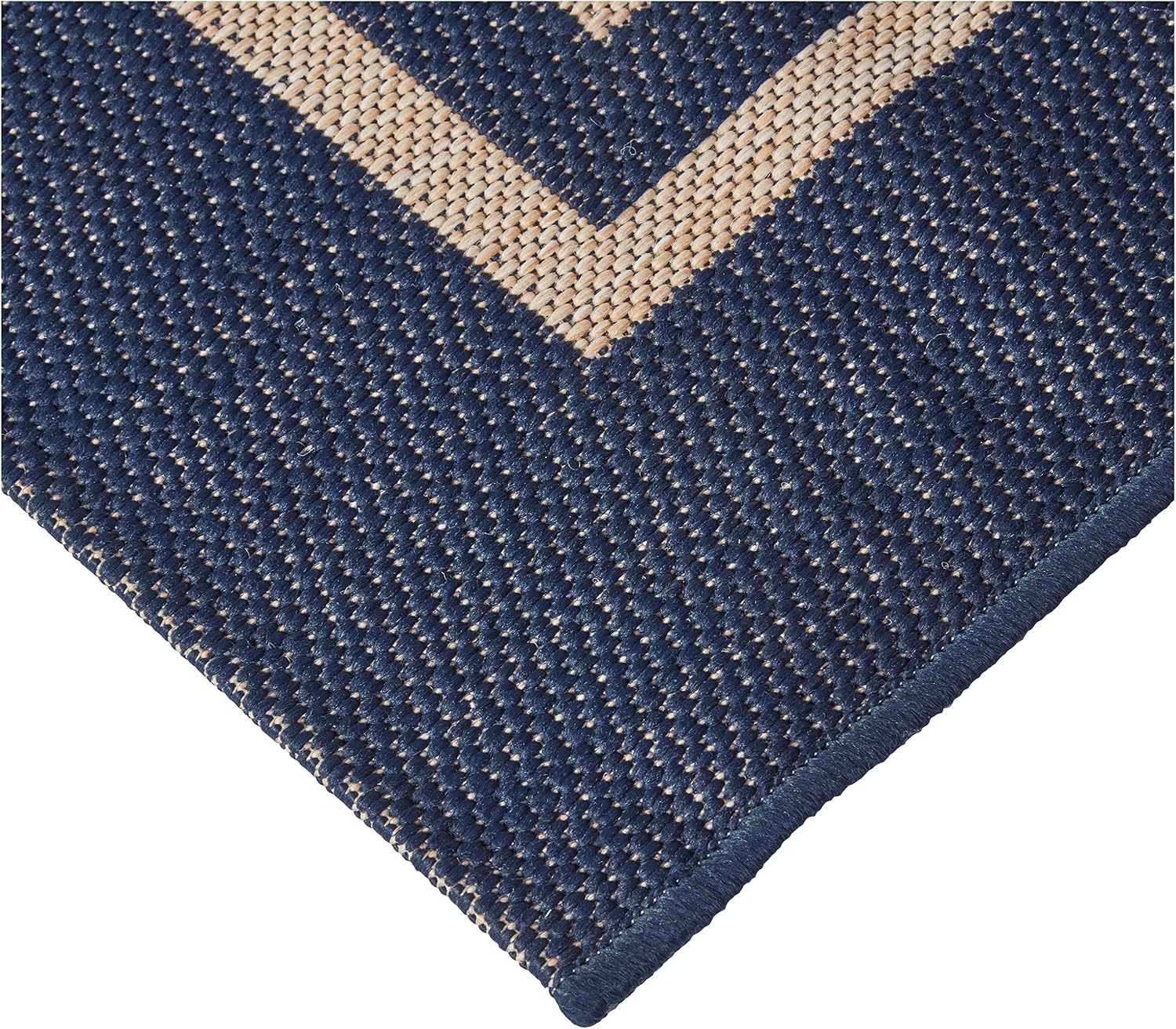 Gertmenian Indoor Outdoor Classic Flatweave Area Rug, Stain & UV Resistant Carpet, Deck, Patio, Poolside & Mudroom, 9x13 Ft Extra Large, Simple Border, Navy Blue, 21979