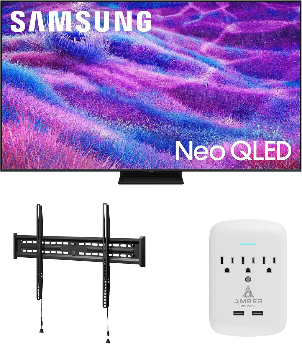 Samsung QN55QN80FAFXZA 55 Inch Neo QLED QN80F Series Supreme UHD 4K TV with a Walts FIXED-MOUNT-43-90 Mount and Amber Protection 3-Outlet-Surge Surge Protector (2025)