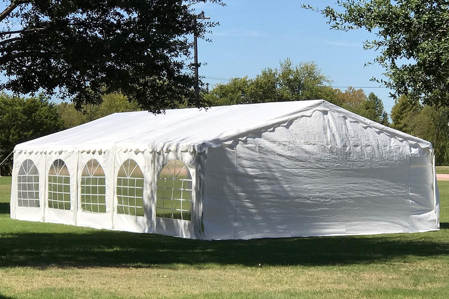 DELTA 32'x20' Budget PE Party Tent + (2) Long Bags + (2) Short Bags, for Parties, Large Canopy Carpas para Fiestas, Big Wedding Party Event Tents with Waterproof Top for Patio Outdoor Garden Events