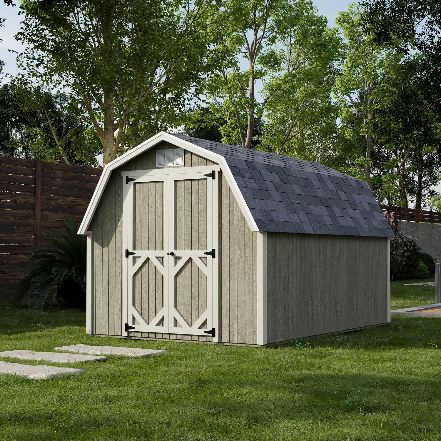 Little Cottage Co. 8x12 Classic Gambrel Barn with 4 ft. Sidewalls with Floor, Outdoor Wood Storage Shed Do-It-Yourself Precut Kit