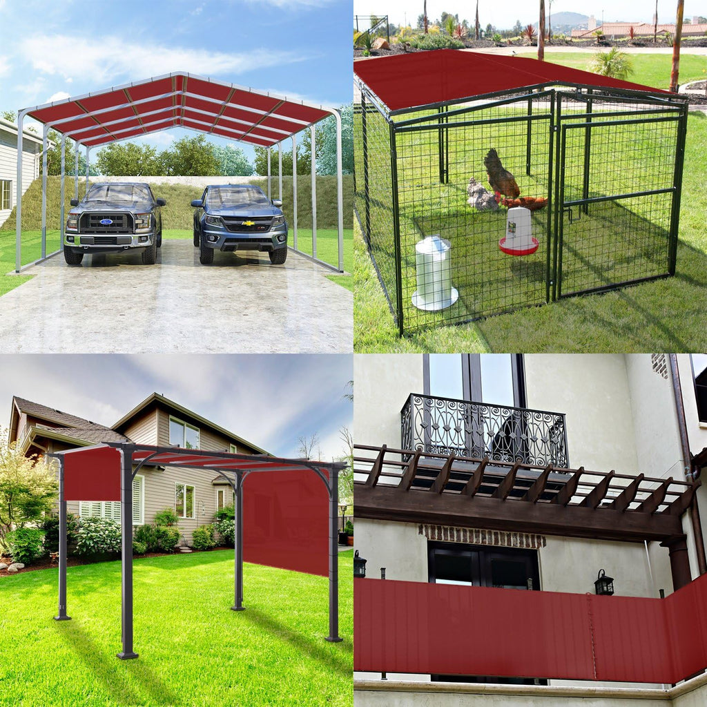Windscreen4less 12' x 16' Waterproof Sun Shade Sail Straight Edge Outdoor Canopy Cover UV Block for Lawn Patio Backyard Garden Deck Pergola (Red)