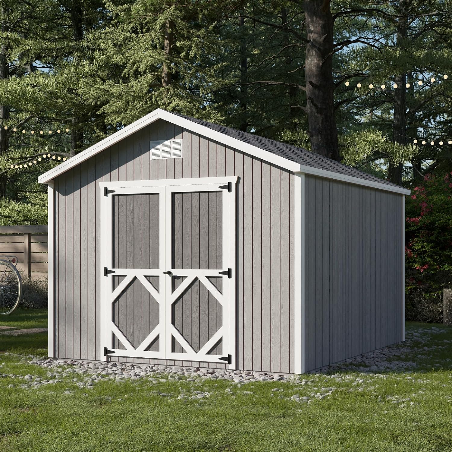 Little Cottage Co. 10x12 Classic Gable Shed with Floor, Outdoor Wood Storage Do-It-Yourself Precut Kit