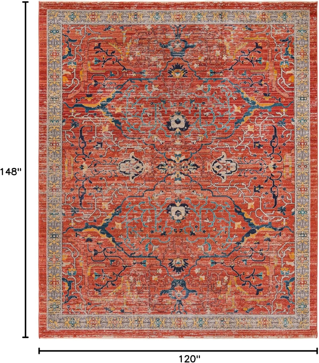 Unique Loom Lola Collection Area Rug - Vivacious (10' x 12' 4' Rectangle, Brick Red/Blue)