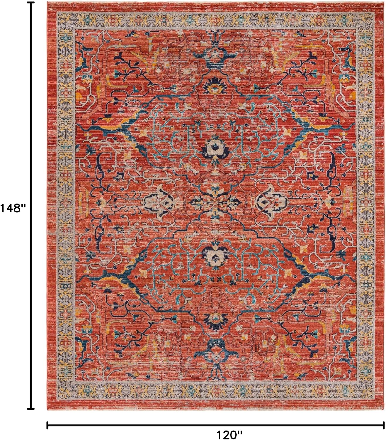Unique Loom Lola Collection Area Rug - Vivacious (10' x 12' 4' Rectangle, Brick Red/Blue)