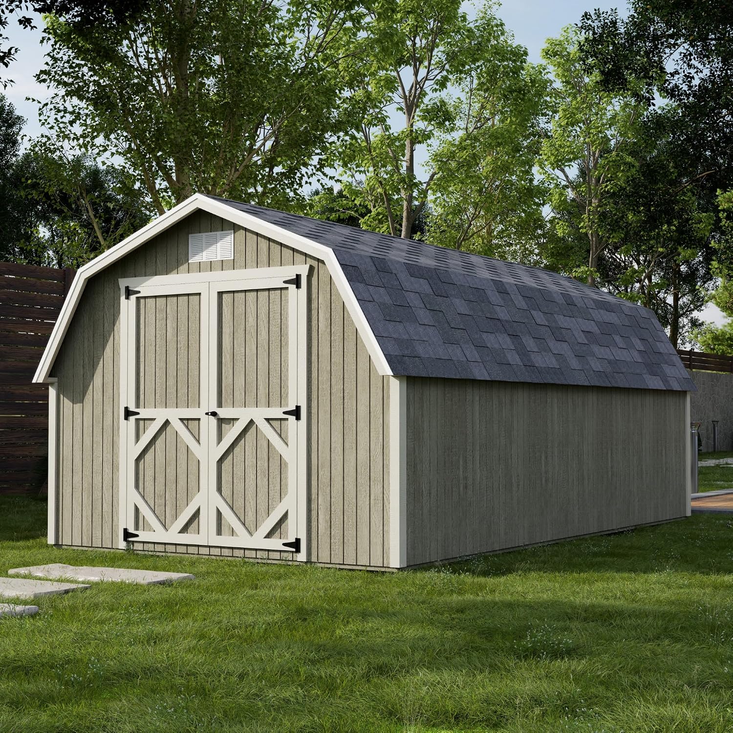 Little Cottage Co. 10x18 Classic Gambrel Barn with 4 ft. Sidewalls with Floor, Outdoor Wood Storage Shed Do-It-Yourself Precut Kit