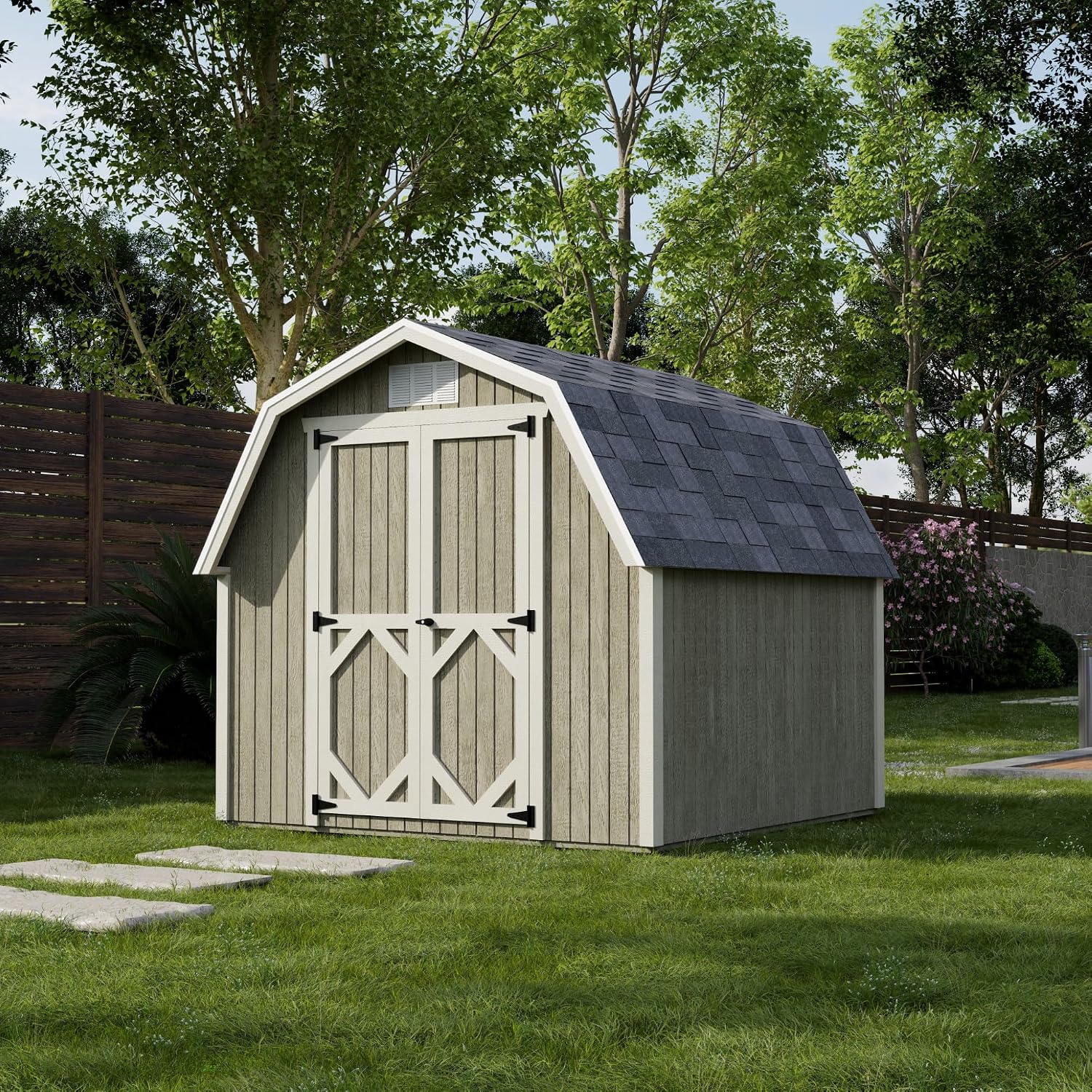 Little Cottage Co. 8x8 Classic Gambrel Barn with 4 ft. Sidewalls with Floor, Outdoor Wood Storage Shed Do-It-Yourself Precut Kit