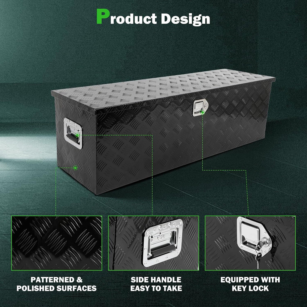 SCITOO 49 Inch Aluminum Truck Bed Tool Box,Heavy Duty Diamond Plate Crossover Storage for Most Full Size Pickups,Lockable Weatherproof Chest,Fits 49' Truck Beds,Easy Access to Load and Unload