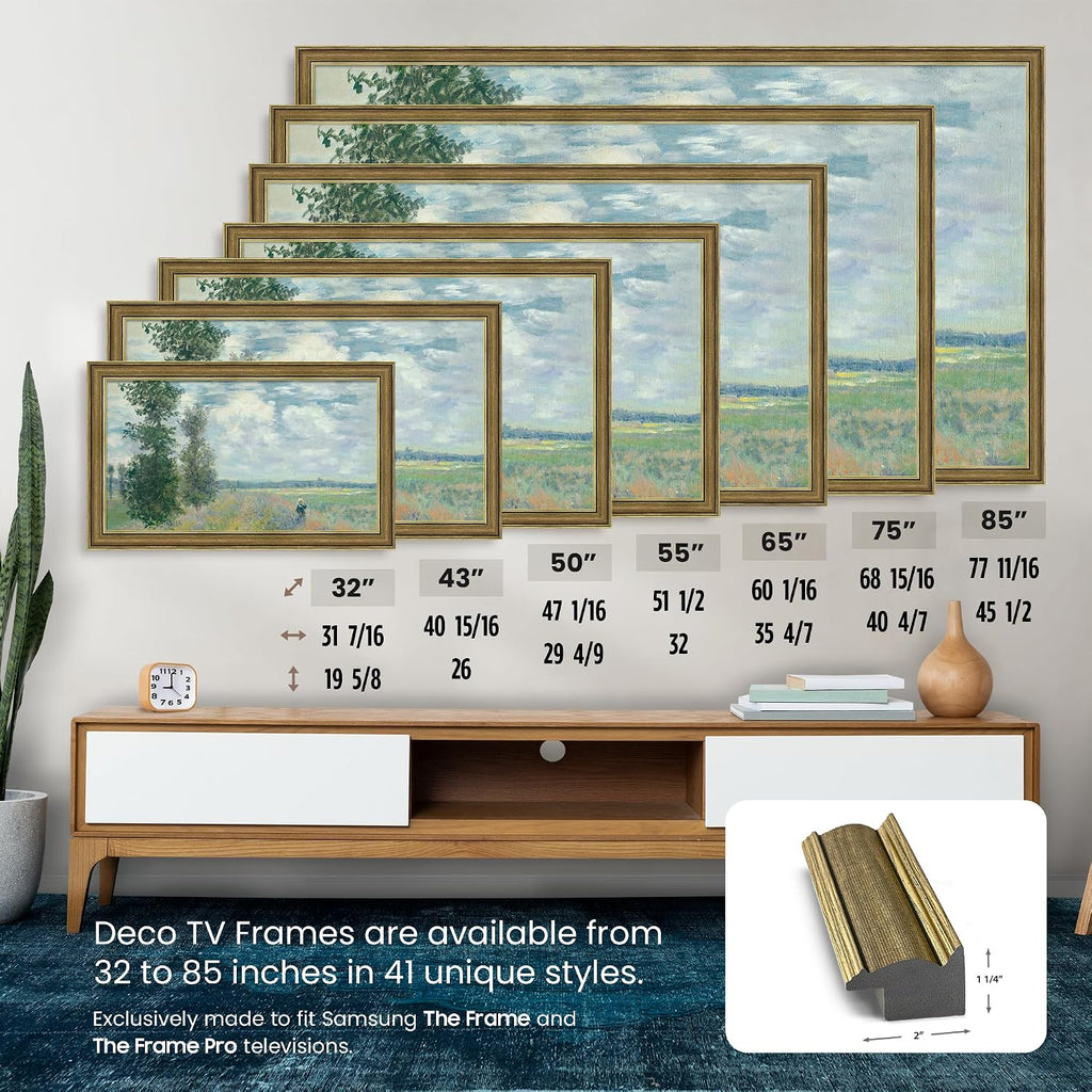 Industrial Brass 32' Slim Deco TV Frame - Compatible ONLY with Samsung The Frame TVs (Fits 2021-2025, LS03A, LS03B, LS03C, LS03D, LS03FA)