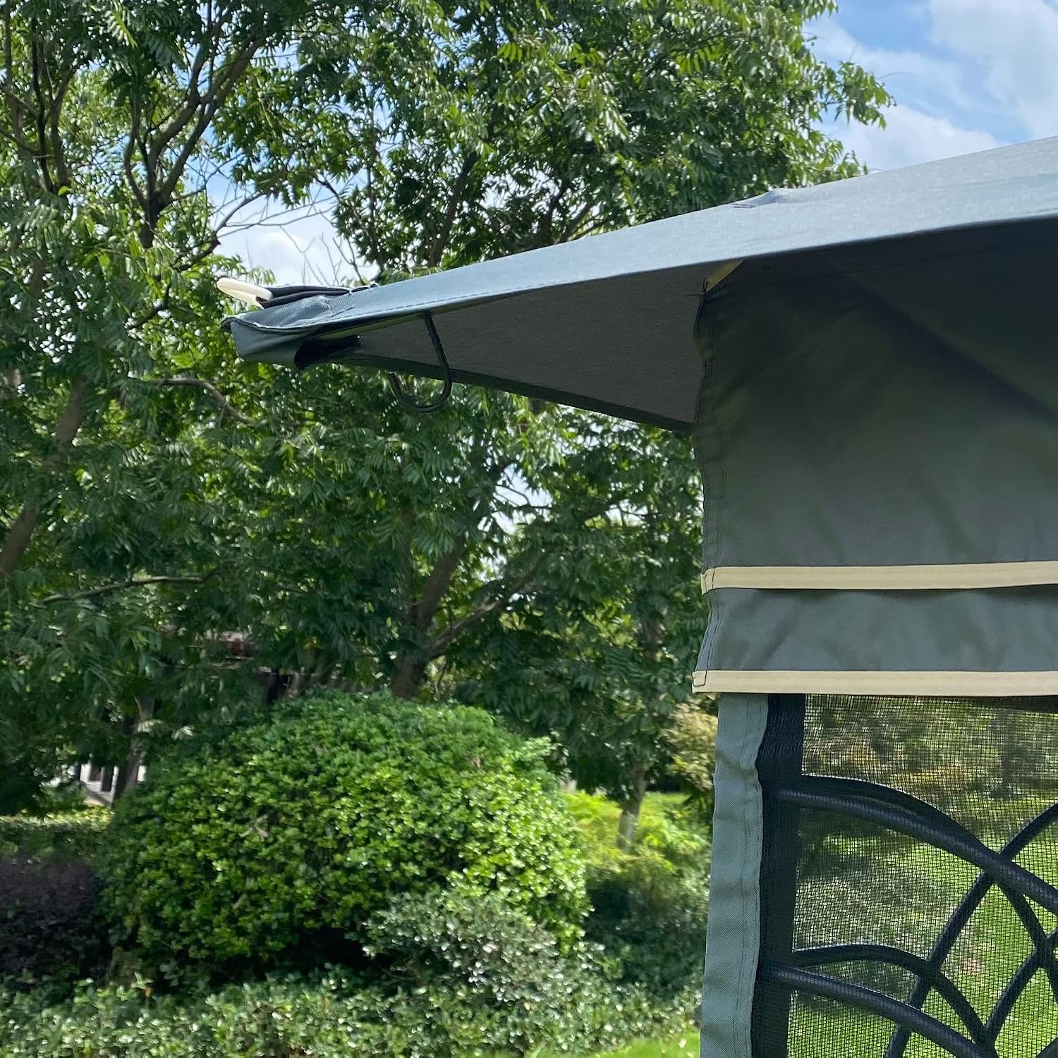 10x13 Outdoor Patio Gazebo, Heavy Duty Soft Top Gazebo with Shelves and Netting, Waterproof Canopy Gazebo with Galvanized Steel Frame and Double Roof, Metal Gazebo for Deck, Backyard, Porch (Gray)
