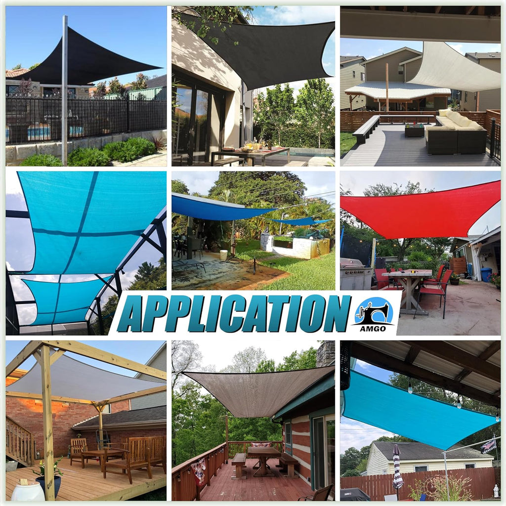 Amgo Custom Size 12' x 16' Red Rectangle Square Sun Shade Sail UPF50+ AGTAPR1620, Order to Make Canopy Awning, 95% UV Blockage, Water & Air Permeable, Commercial and Residential (We Customize)