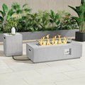 Dineli 2-Piece Outdoor Propane Fire Pit Table Set w Tank Table 42'' Rectangular Firepit Gas Fire Pits for Outside Patio Fire Table Tabletop Fire Pits, 50,000 BTU, Light Gray