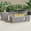 Dineli 2-Piece Outdoor Propane Fire Pit Table Set w Tank Table 42'' Rectangular Firepit Gas Fire Pits for Outside Patio Fire Table Tabletop Fire Pits, 50,000 BTU, Gray