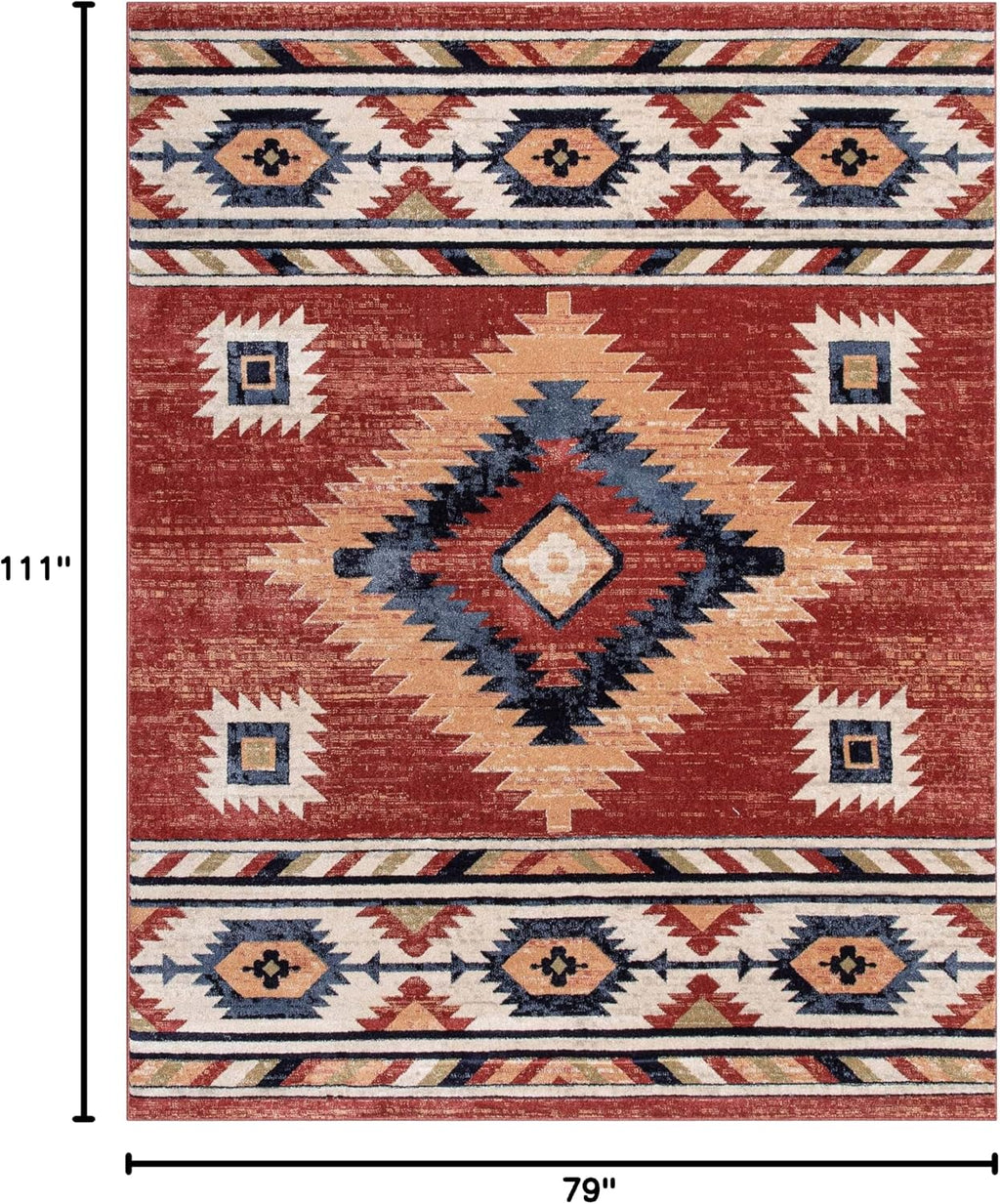 Well Woven Tulsa Lea Crimson Southwestern 6'7' X 9'3' Area Rug