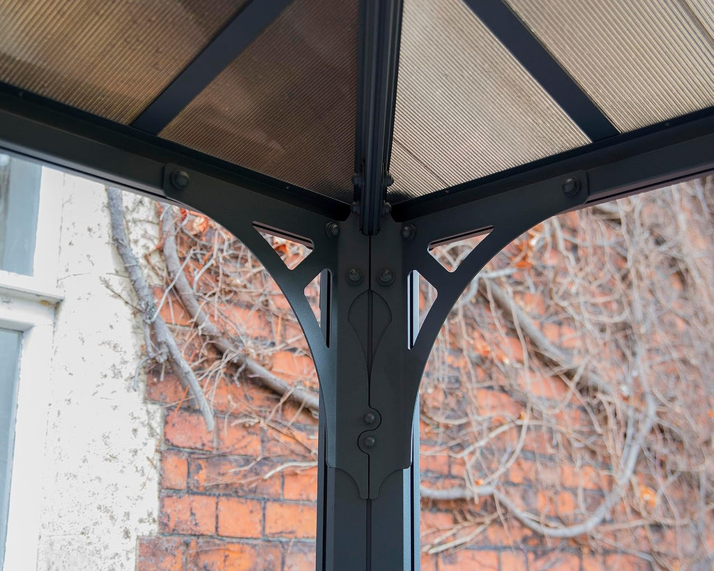 Palram - Canopia Martinique 10x12 Gazebo: Outdoor Patio Canopy with Aluminum Metal Frame, Polycarbonate Roof, Bronze Panels, UV Protection, Rain Gutters, Vents, Year-Round Use, Easy DIY, Gray/Bronze