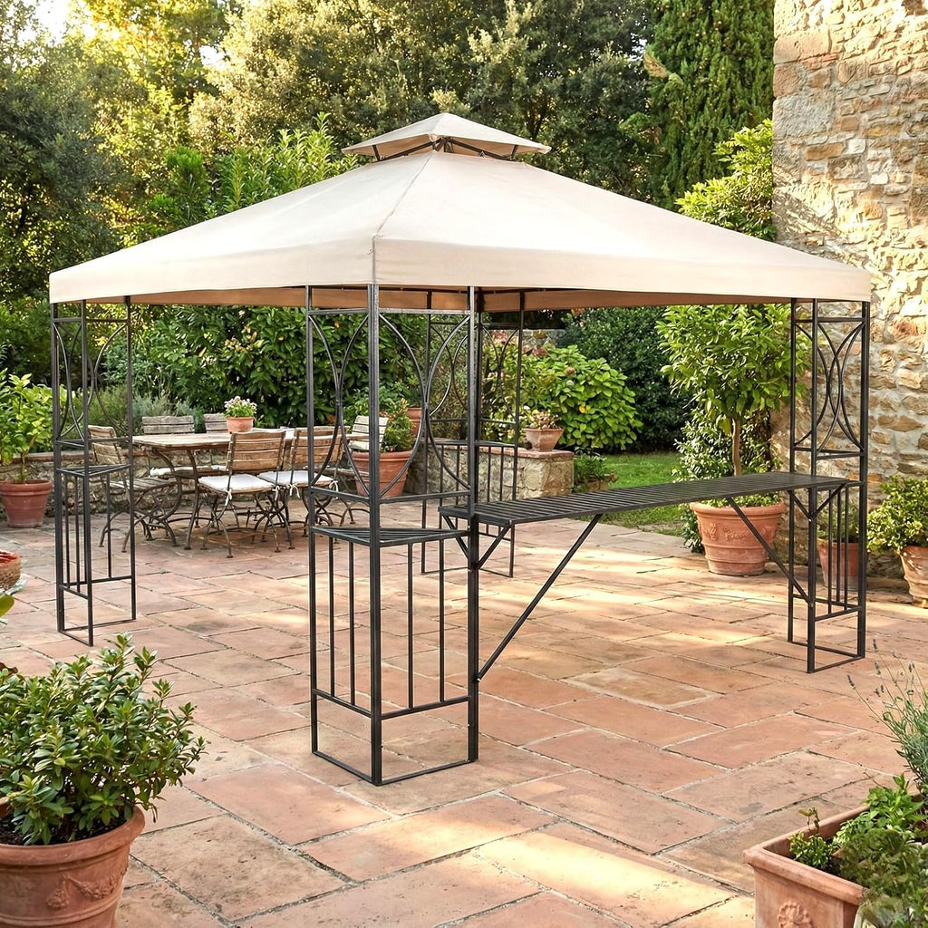 Garden Winds Reinforced Replacement Canopy Top Cover Compatible with The TJSG081 10' x 10' Crescent Gazebo - Classic Sand, Riplock 350